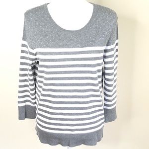 Liz Claiborne Gray and White Striped Sweater